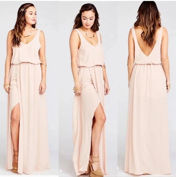 NEW Show Me Your MuMu Dusty Pink Grey Feminine Bridesmaid Maxi Dress Size Small - Picture 3 of 10